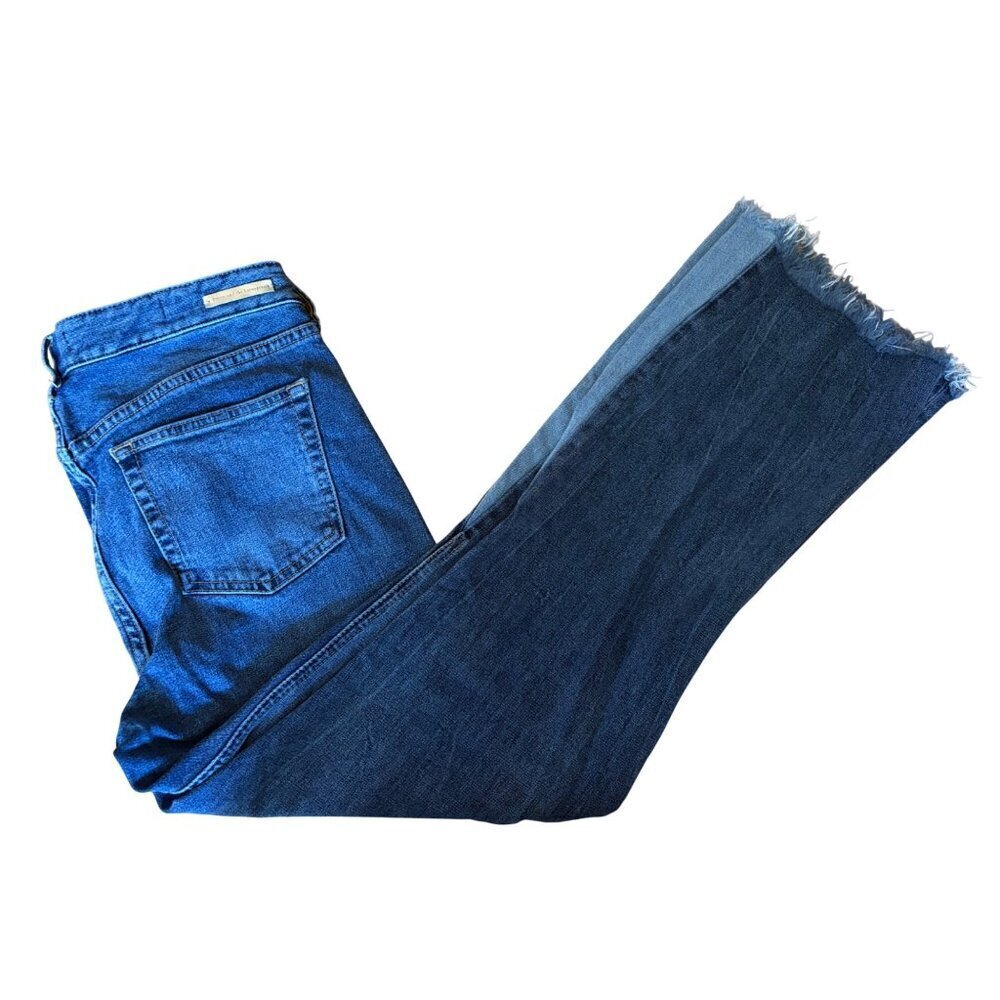 Anthropologie Denim Pilcro Two Tone Raw Hem Flare Cropped Jeans in Size 28 - Picture 4 of 15